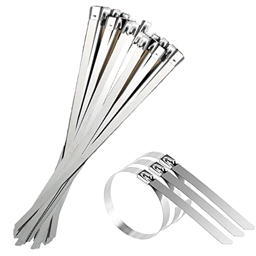 Bridas Metalicas 7.9 * 300mm, Deecam 30 Piezas Bridas de Acero Inoxidable, Multiusos Bridas Acero Inoxidable para Fijación de Tuberías, Reparación de Cercas y Atado de Cables Cover