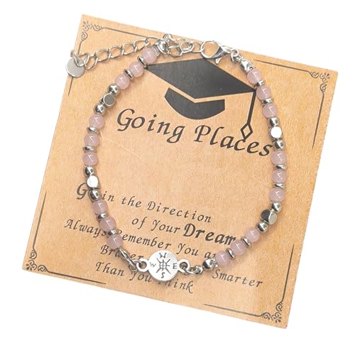 [faytobe] Adjustable Graduation for Stone Bead Jewelry Gifts Set for College Friend Commemorative Keepsakes with Box Graduation 