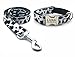 Personalized Cow Pattern Pet Collar Custom Puppy ID Tag Adjustable Cat Accessory Black White Basic Dog Collars Leash Set (Small, Collar)