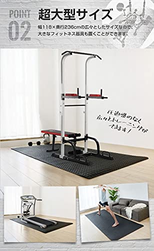 リコメン堂 フロアマット 118×236cm トレーニング用 防音 防振 滑りにくい ヨガマット (ブラック) 3枚目