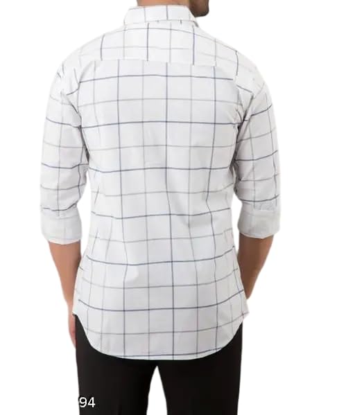 Image of Mahima Ethnic Centre's Men's Checkered Cotton Blend Long Sleeve Button Down Casual Plaid Shirt
