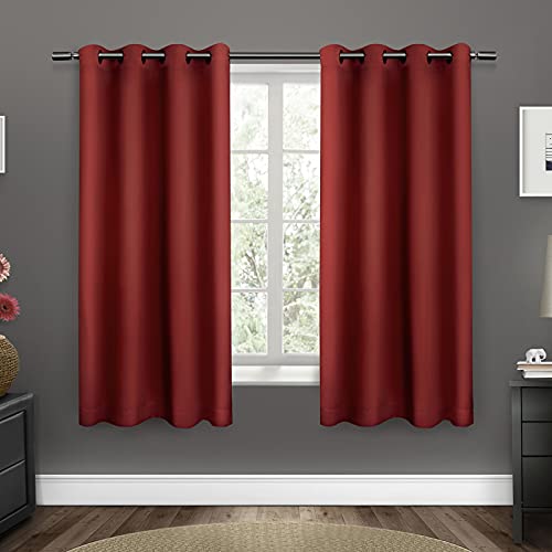 Exclusive Home Curtains La Maison en Satin de Coton sergé Tissage isolée occultant Grommet Top Panneaux de Rideaux de fenêtre (Lot de 2), Polyester, Chili,...