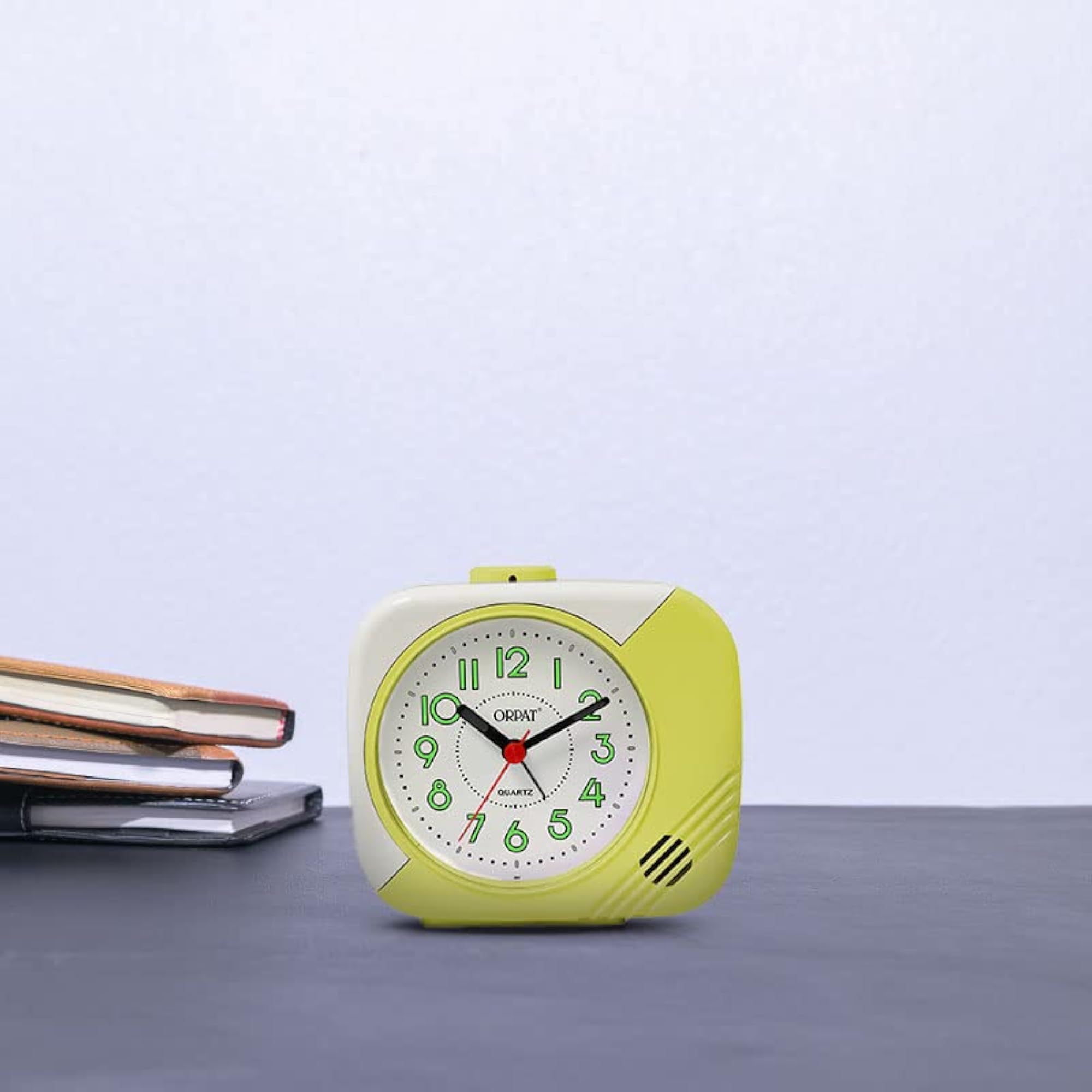Plastic Orpat Alarm Analog Table Clock, Yellow