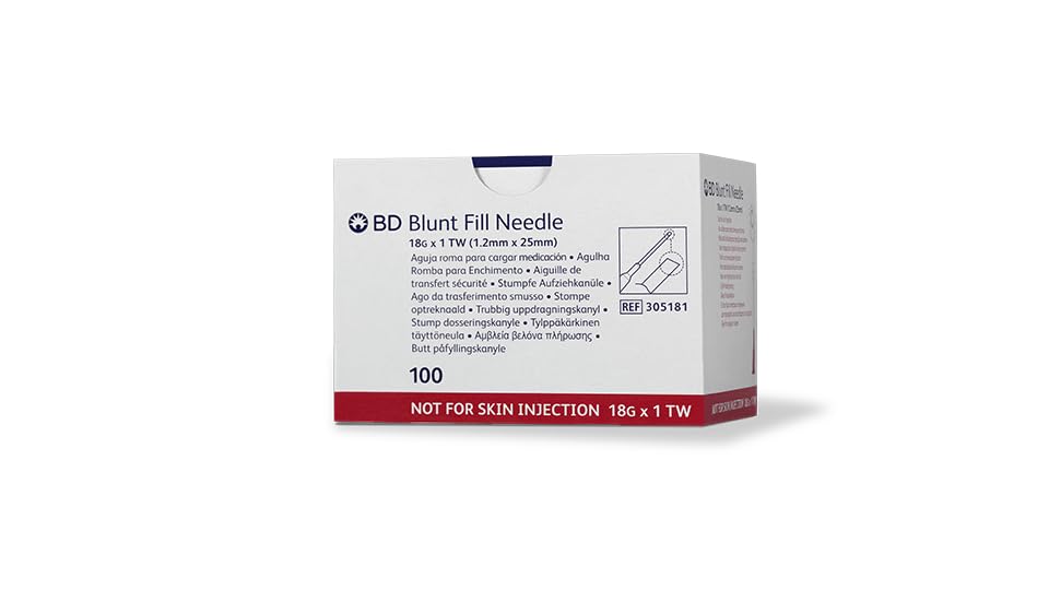 BD Blunt Fill Needle, 18 G x 1 in. #305181 (100 Count)