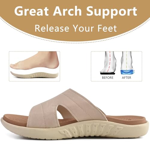Image of KuaiLu Womens Fashion Orthotic Slides Ladies Athletic Yoga Mat Memory Foam Walking Sandals Thick Cushion Recovery Summer Beach Slippers Comfortable Plantar Fasciitis Arch Support