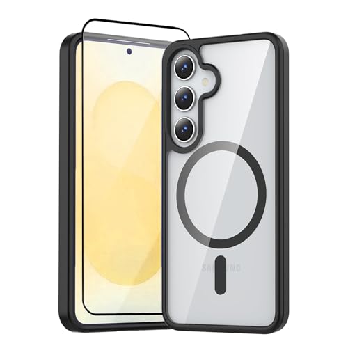 Image of ShieldTech Back Cover Case with Screen Guard for Samsung Galaxy A37 5G | Mag-Safe| Transparent & Black TPU+PC Mobile Phone Back Cover Case for Samsung A 37 5G / A37 5+G | Transparent & Black Case