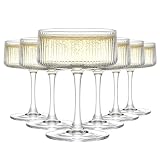 Tefrine Klassische Martini-Gläser, 265 ml, geripptes Glas, Vintage-Cocktailgläser, perfekt für Champagner, Wein und Cocktails, ideal für Bars und Unterhaltung, 6 Stück