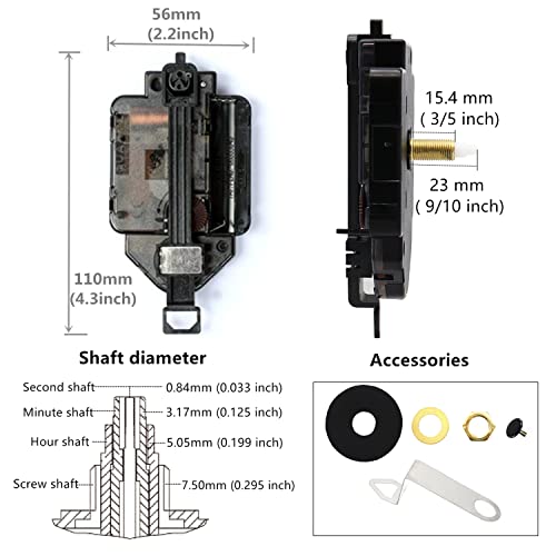 Youngtown 12888 Pendulum Type Movement Step Clock Accessory Quartz Diy Movement Kits,1/2 Inch Maximum Dial Thickness, 9/10 Inch Total Shaft Length. #TOP1