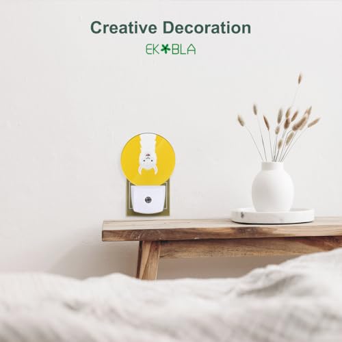 Image of EKOBLA Llama Night Light, Cute Animal Night Lights Plug Into Wall with Dusk to Dawn Auto Sensor for Bathroom, Hallway and Kitchen