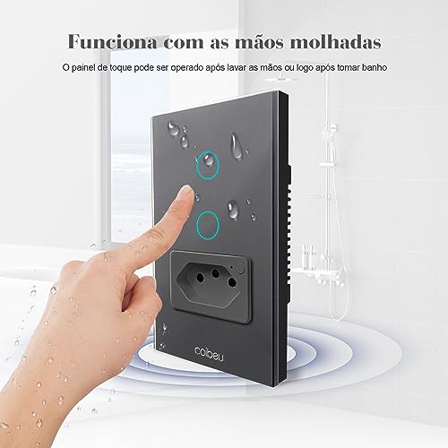 Interruptor Inteligente WiFi com Tomada, Interruptor Smart Sem Fio Doméstico Multifuncional, Control
