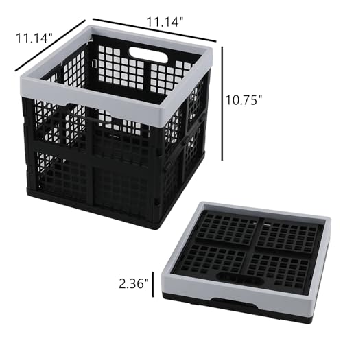 Kekow 22 L Plastic Collapsible Crate, 3 Pack Plastic Stackable Storage Crate, Cubes Organizer Baskets - Image 3