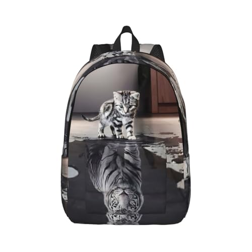 Sac à dos voyage décontracté pour femme active motif chat et rangement ordinateur portable