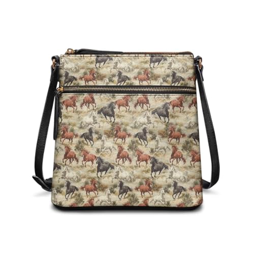 Image of Leather Purses for Women, Leather Hobo Bags for Women Travel Sling Purse Triple Zippered Pockets Shoulder Bag