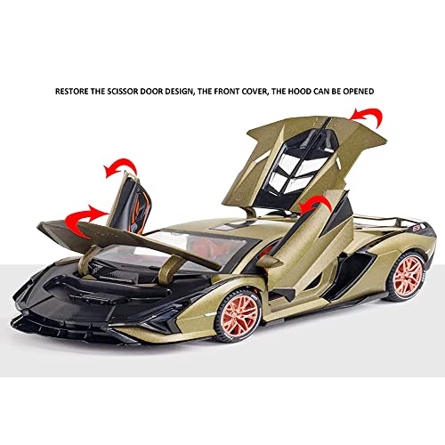 Image of DARVICE 1:24 Diecast Metal Car Model Sian Toy Cars for Kids Pull Back Openable Doors with Light Sound