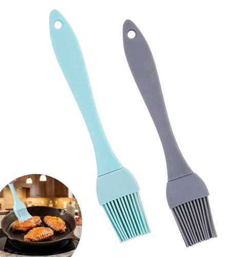 Image of 2Pcs Silicone Pastry Brushes(6.7in), for Baking, BBQ, Grilling (Grey & Blue)