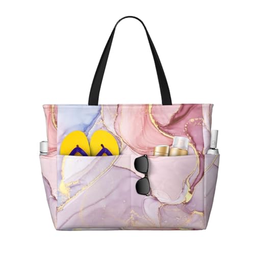 Sac de plage marbre violet grand volume pour ranger toutes vos affaires