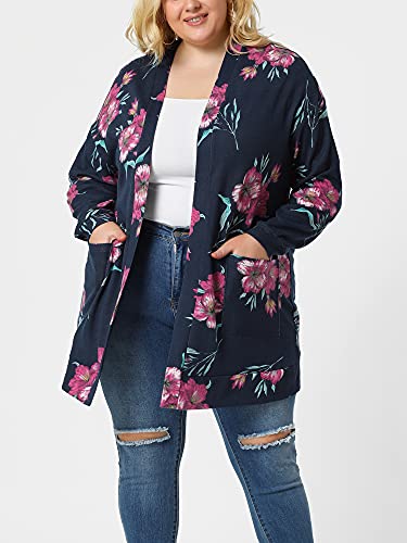 Image of Agnes Orinda Women's Plus Size Lightweight Cardigan Casual Soft Long Sleeve Floral Knit Cardigans with Pockets