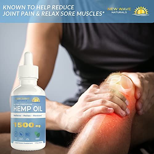 1500mg Hemp Oil - New Wave Naturals - Peppermint Flavored - Relax - Restore - Relieve - 1 FL OZ - Premium Hemp Seed Oil - Image 6