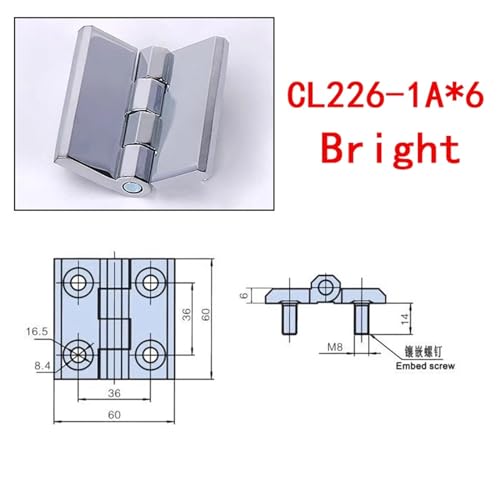 Charnières en alliage de zinc CL226-1A de finition bright - 3