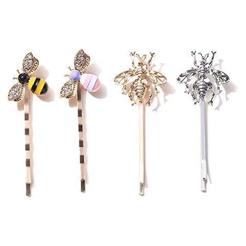 4PCS Metal Hair Pins Cute Bee Hair Grips Hair Accessories Wedding Headpieces for All Short and Long Hair Cover