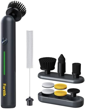 Fanttik G9 Nano Cordless Spin Scrubber with NeoPulse Motor, IPX7 Waterproof Grout Brush, 8 Replaceable Heads & LED Display for Cleaning Bathroom, Tile, Corners - Black