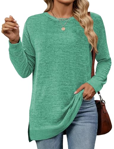 Cuptacc Damen Pullover Rundhalsausschnitt Langarm Tunika Elegant Einfarbig...