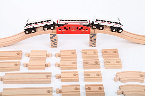 point-kids Holzeisenbahn Spielzeugeisenbahn Gleis Zug Set 59 Teile – Bild 6