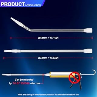 Professional Caulking Gun Nozzle Extensions, Stainless Steel, Straight and Curved Tips, 14.57 in, 2-Piece Set for Sealant Application，DIY pure handmade