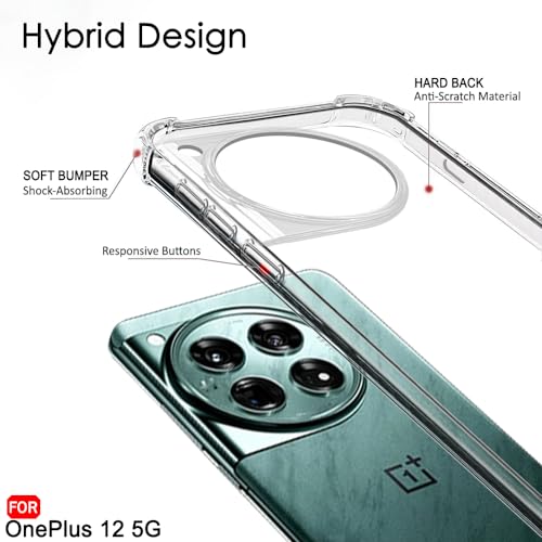 Image of TheGiftKart Crystal Clear Back Cover Case for OnePlus 12 5G | Shock Proof 360 Protection | Hard Clear Back Cover Case for OnePlus 12 5G (PC & TPU, Transparent Bumper)