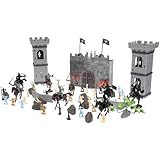 TOYANDONA Juego de Figuras de Soldados Medievales de Plástico Mini Figuras de Caballeros 4 Colores Modelo de Castillo 250 Piezas para Decoración y Juegos de rol Infantil