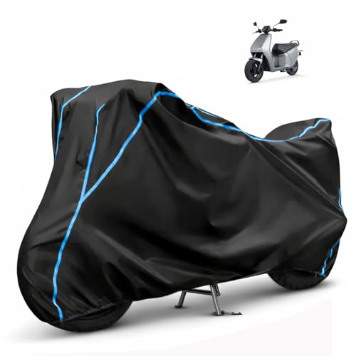 Image of Compatible with Ola S1 Z Waterproof Two Wheeler Scooter Body Cover Water Resistant, Heavy Duty, UV Rays, Dust & Scratch Protection for All-Modal & Variants (Black,Sky Blue Piping)