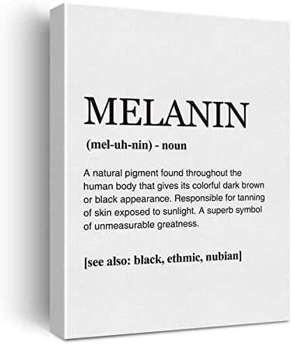 Inspirational Melanin Definition Canvas Wall Art Home Artwork Black History Quotes Prints for Gallery Wall Decor Framed 12×15, Gift to Black Friend