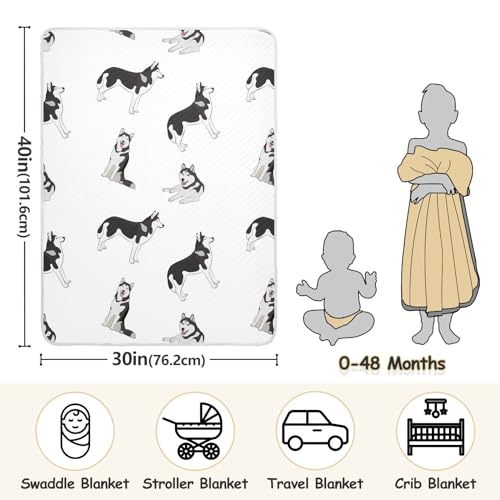 30"X40" Baby Cotton Blanket Husky Dog White Nursery Blankets for Infants Receiving Blanket Swaddle Blanket3