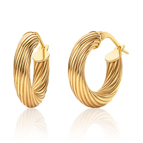 Orovi Kolczyki damskie 18 mm, klasyczne żółte złoto, 9-karatowe złoto (375), żółte złoto
