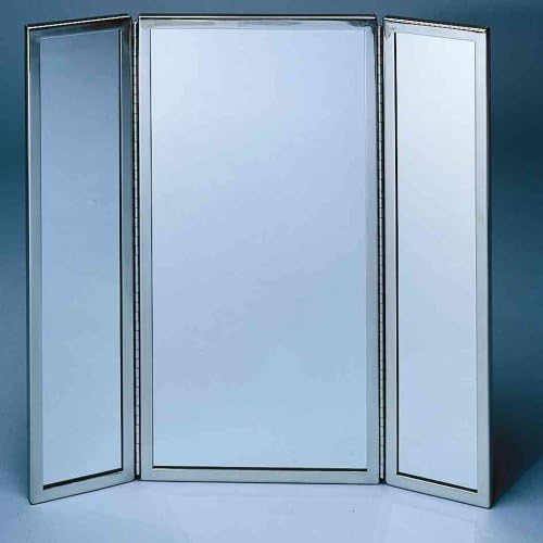 Tri-view frame & mirror, satin finish, 12-inch wings, 24-inch center, 72-inch height