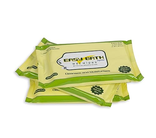 Image of Easy Bath Wipes | Extra Large 32x32 cm Wet Wipes Enriched with Aloe Vera | Gentle Cleansing Bathing Wipes for Adults & Elderly | 10 Wipes Per Pack | Combo of 2 Packs (Total 20 Wipes)