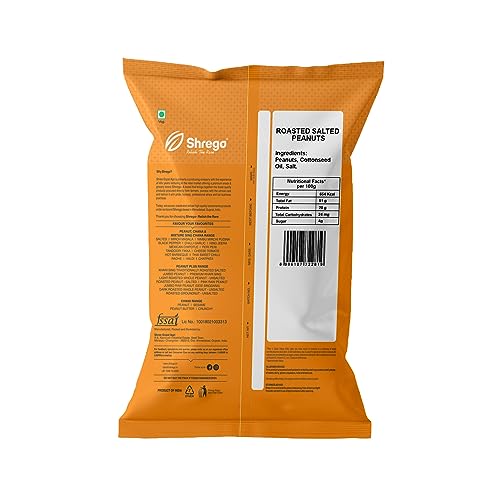 Image of SHREGO Roasted Salted Peanuts, Vacuum Packed 1Kg [HoReCa Value Pack | Grade A Peanuts | Roasted NOT Fried | Rich in Protein & Fibre | Groundnut | Healthy Snack | Singdana | Skin Removed | Fresh | No Artificial Flavour ] (SALTED, 1 KG)
