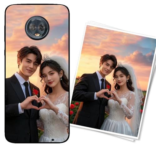 WUACYEAMING Funda Personalizada para Moto g6 Plus Carcasa Custom Antigolpes/Antirrayaduras con Diseño de Fotos+Textos - Regalo para Graduaciones/Nacimientos/AniversariosNegro Noche