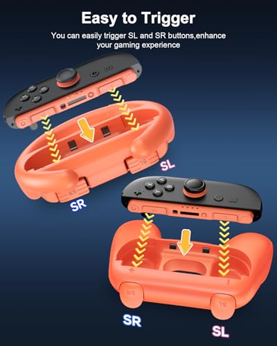 Image of [Fit For Switch 2 /1 Both] Hand Grips and Ergonomic Racing Wheels Handle for for Joy Cons Controller, Family Sports Party Pack Accessories Compatible with Nintendo Switch 2 /Switch 1 /OLED- 4 Packs