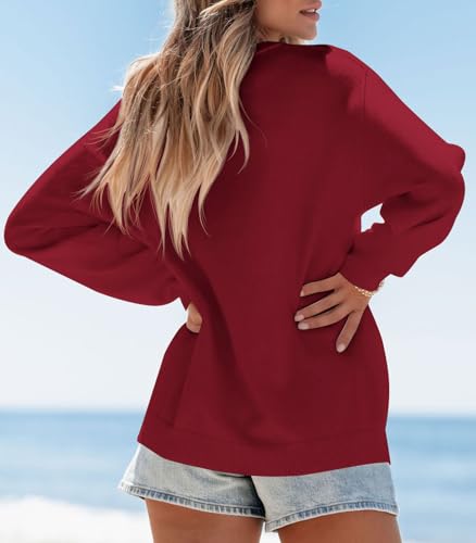 Image of Dressmine Womens American Flag Sweater Knit Long Sleeve Crew Neck Graphic Elegant Soft Loose Pullover