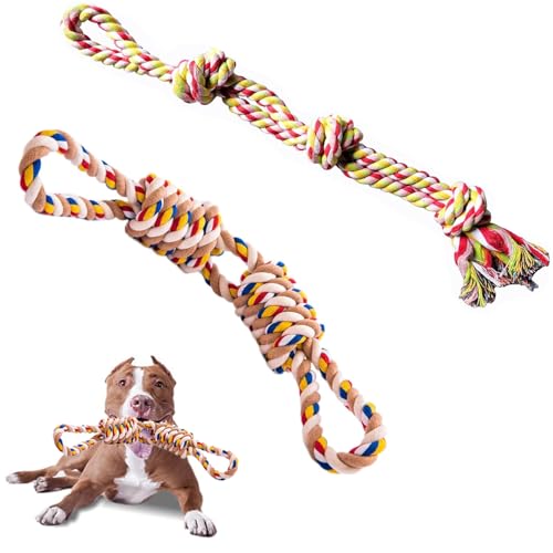7WUNDERBAR Jouet pour Chien Corde à mâcher Jouet pour Chien Set, 2 pièces Chien mâcher Jouet 55cm, Corde de Coton Corde pour Chien 3 Sections tête de Chien déchiré Jouet (Chiens Moyens et Petits) 7WUNDERBAR Jouet pour Chien Corde à mâcher Jouet pour Chien Set, 2 pièces Chien mâcher Jouet 55cm, Corde de Coton Corde pour Chien 3 Sections tête de Chien déchiré Jouet (Chiens Moyens et Petits)