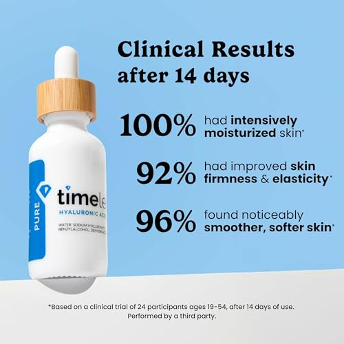 Image of Timeless Skin Care 100% Pure Hyaluronic Acid Serum - Hydrating Face Serum for supporting skin's moisture levels Fragrance Free - Promotes Soft, Smooth Skin - 30ml