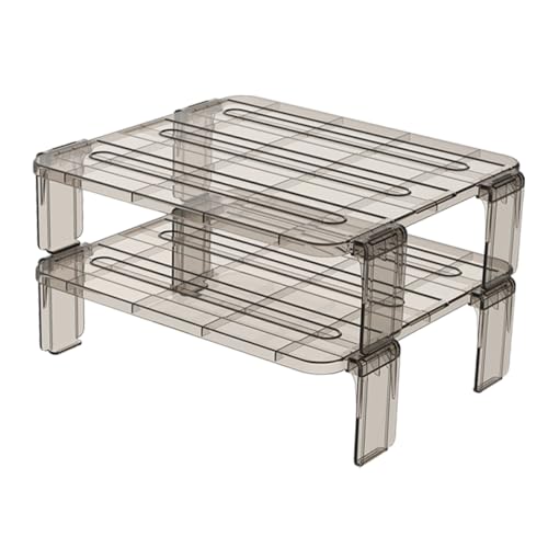 Hemobllo 2 piezas Estante Apilable para Frigorífico Organizador Espacioso para Frutas y Alimentos Color Té para Cocina y Despensa