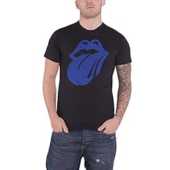 Rolling Stones The T Shirt Bleu & Lonesome 72 Tongue Logo Officiel Homme Noir - Les Beatles, Paul McCartney, John Lennon, RIngo Starr, George Harrison