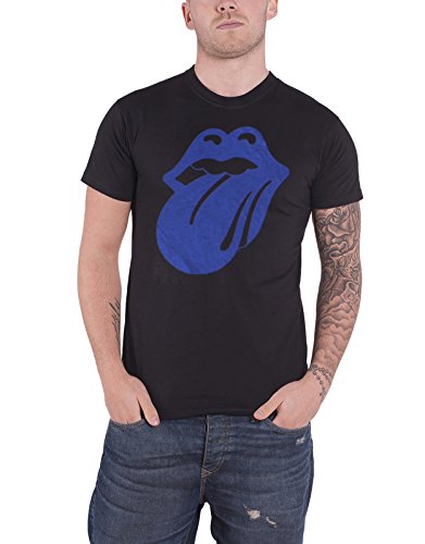 Rolling Stones The T Shirt Bleu & Lonesome 72 Tongue Logo Officiel Homme Noir - Les Beatles, Paul McCartney, John Lennon, RIngo Starr, George Harrison Rolling Stones The T Shirt Bleu & Lonesome 72 Tongue Logo Officiel Homme Noir