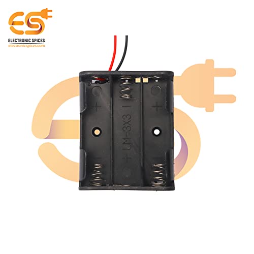 Image of Electronic Spices AA 3 Cell Battery Holder Hard Plastic Case With Wire Pack of 1 (1.5v X 3 Cells = 4.5volt)