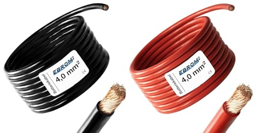 EBROM Batteriekabel ROT (+) SCHWARZ (-) Paar 4 mm2 Wahl: 1 Meter 4 mm