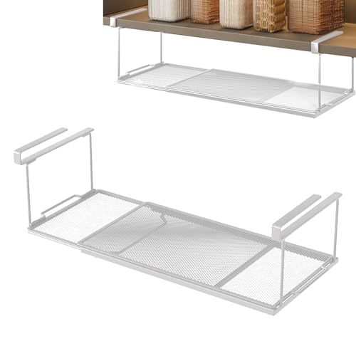Estante inferior ajustable cesta colgante 38-70 cm, organizador de armario de cocina, estante colgante para armarios, zapatero de metal, ideal para cocinas, despensas, armarios de zapatos (blanco)