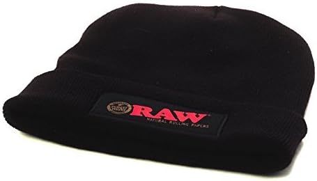 RAW Rolling Papers Beanie Hat, Black, One Size