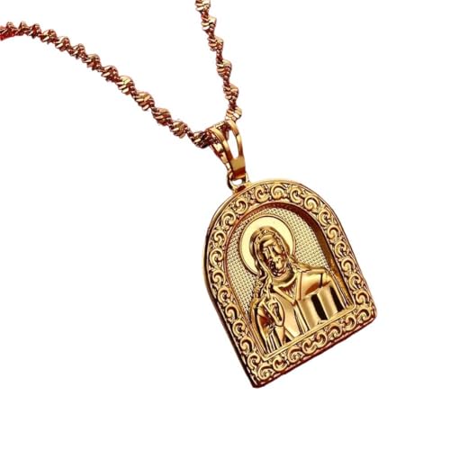 Collier portrait de Jésus femme fille - Pendentif religieux chrétien, accessoire mode tendance 2024